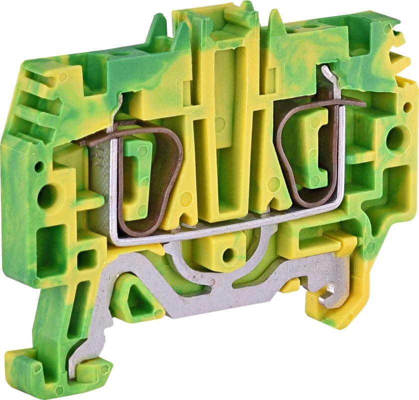 Клемма пружинная/наборная ETI ESP-HTE.4 заземление 32А 4 мм2 х 58х6,2х45 мм Желто-зеленый (3903192)