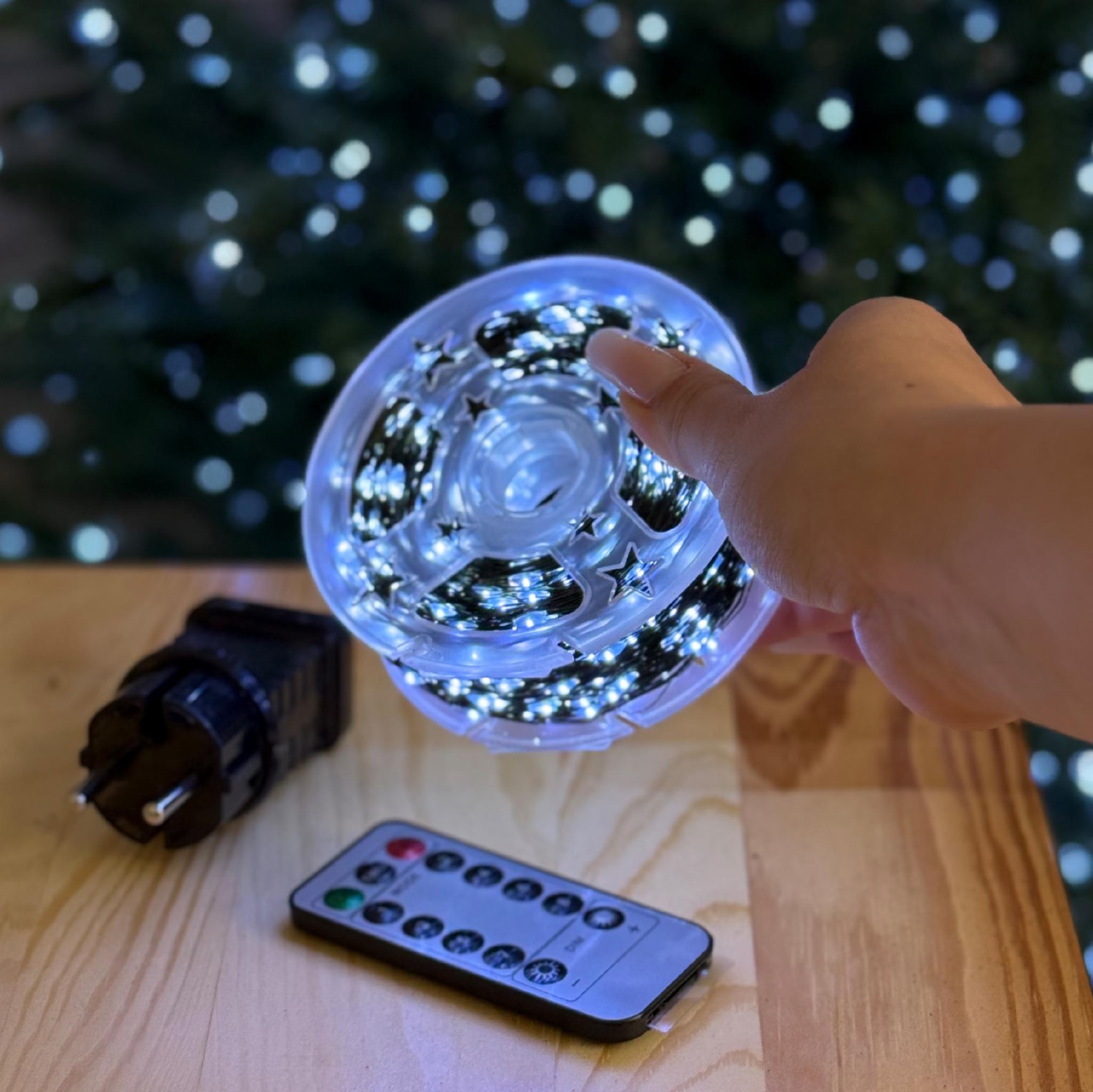 Гірлянда роса на катушки на USB з пультом и 8 режимами 200 м 200 LED на зеленом проводі Холодне світло (FC25003) - фото 3 Гірлянда роса на катушки на USB з пультом и 8 режимами 200 м 200 LED на зеленом проводі Холодне світло (FC25003) - фото 3