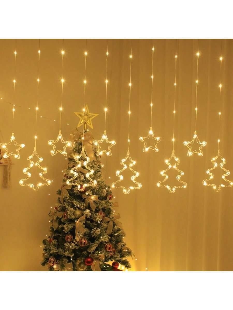 Гирлянда-штора Звезда и елка 8 режимов освещения 3х0,8 м Белый теплый (16917h) - фото 2 Гирлянда-штора Звезда и елка 8 режимов освещения 3х0,8 м Белый теплый (16917h) - фото 2