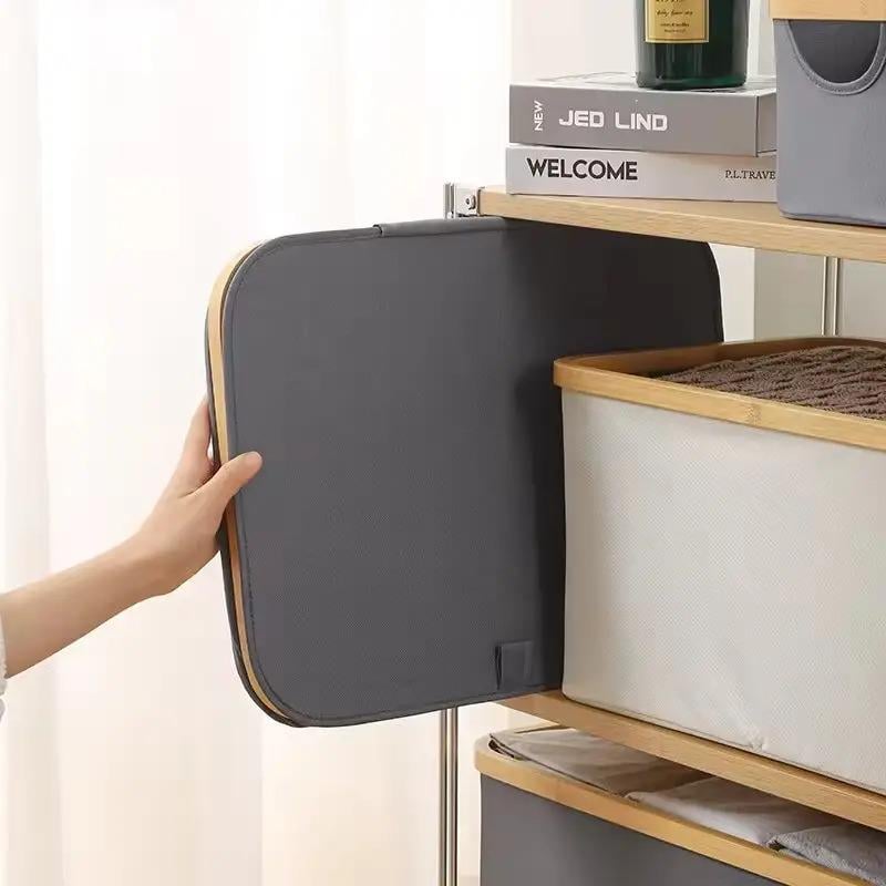 Комплект контейнерів для зберігання білизни складаний бамбуковий тканинний з ручками Сірий - фото 2 Комплект контейнерів для зберігання білизни складаний бамбуковий тканинний з ручками Сірий - фото 2