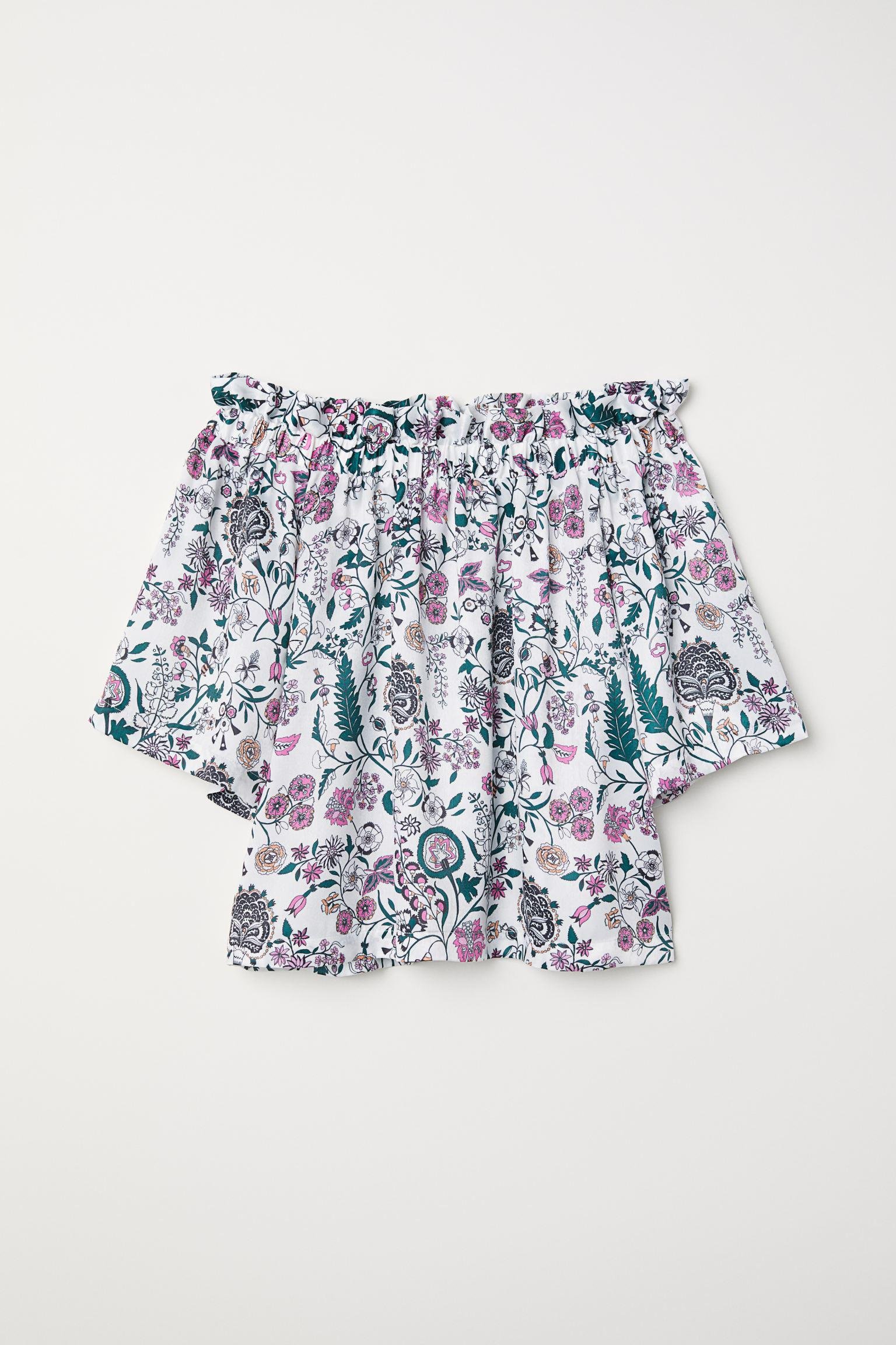 Блуза H&M Цветы р. 34 Белый (812622043)