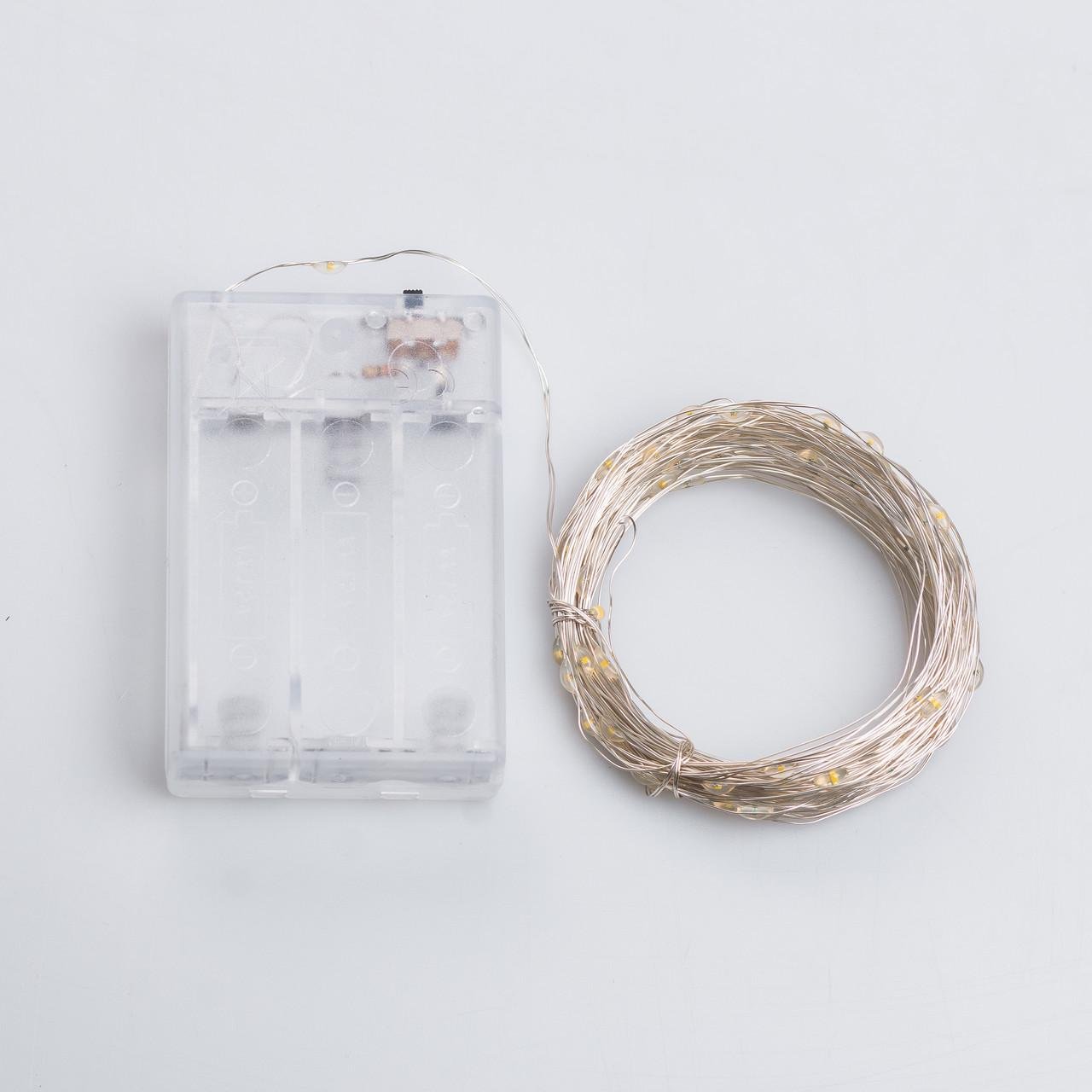 Гирлянда Роса нить 100 LED на батарейках 10 м Желтый (100L10MWY) - фото 2 Гирлянда Роса нить 100 LED на батарейках 10 м Желтый (100L10MWY) - фото 2