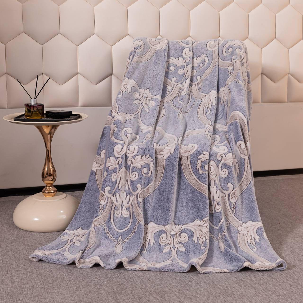 Плед-покривало Malloory Home Плюшевий з мікрофібри 200x230 см Сіро-синій (1873-7) - фото 1