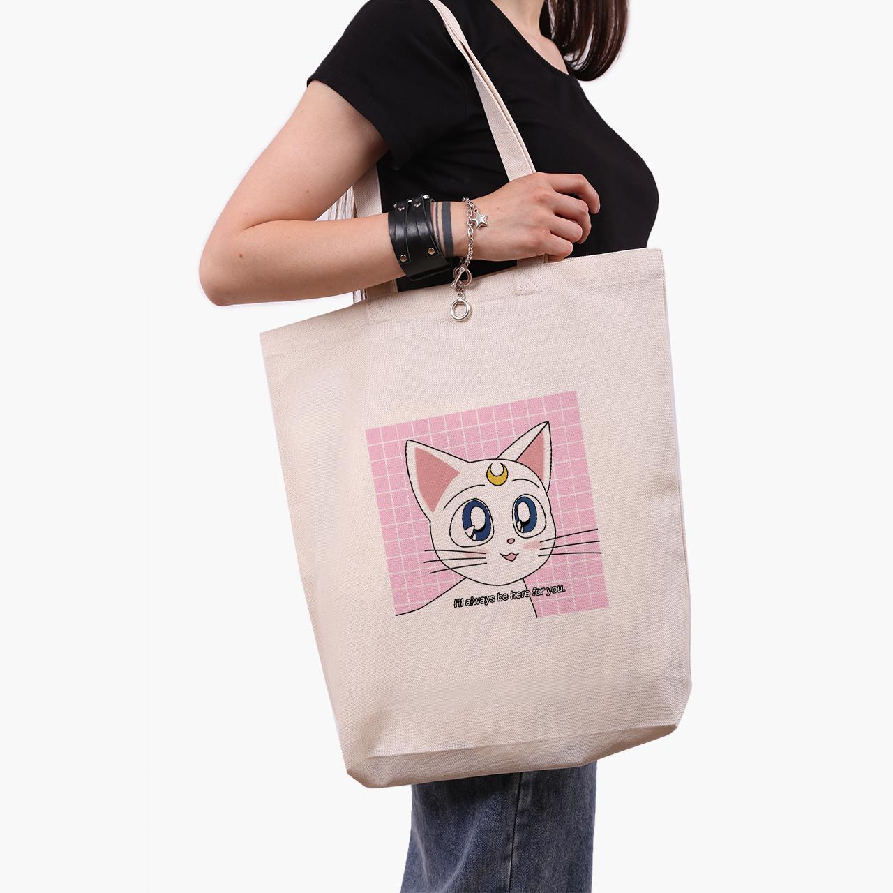 Эко сумка шоппер anime Sailor Moon Cats 41x39x8 см Бежевый (9227-2919-WTD)