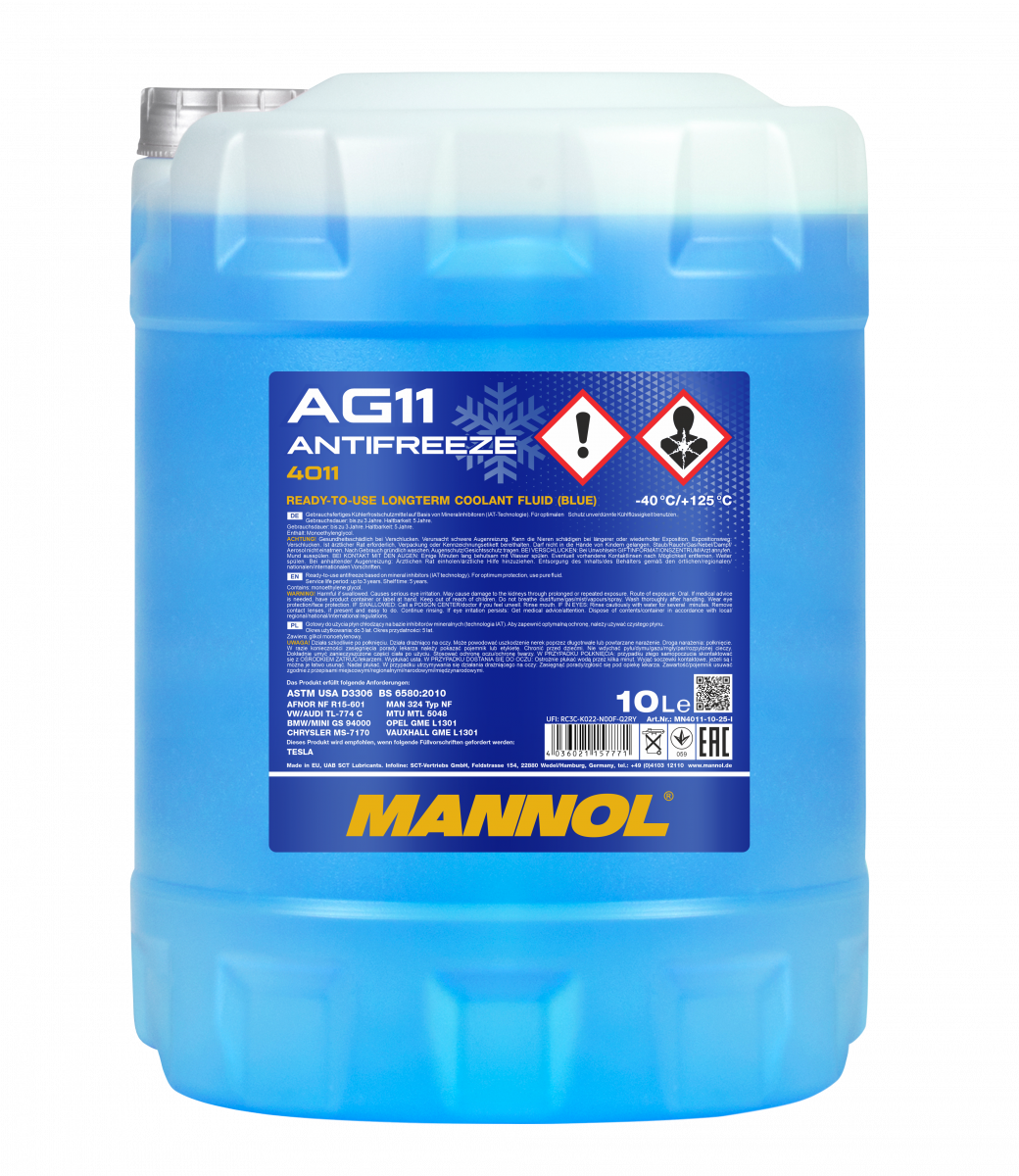Антифриз Mannol 4011 Longterm Antifreeze AG11 -40°C готовий розчин 10 л Синій (MN4011-10) Антифриз Mannol 4011 Longterm Antifreeze AG11 -40°C готовий розчин 10 л Синій (MN4011-10)