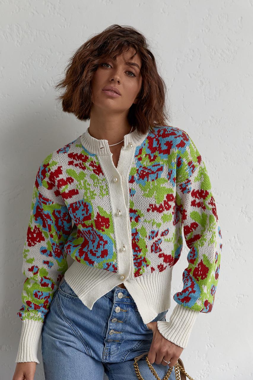 Кардиган укорочений S Молочний (11352439) - фото 2 Кардиган укорочений S Молочний (11352439) - фото 2