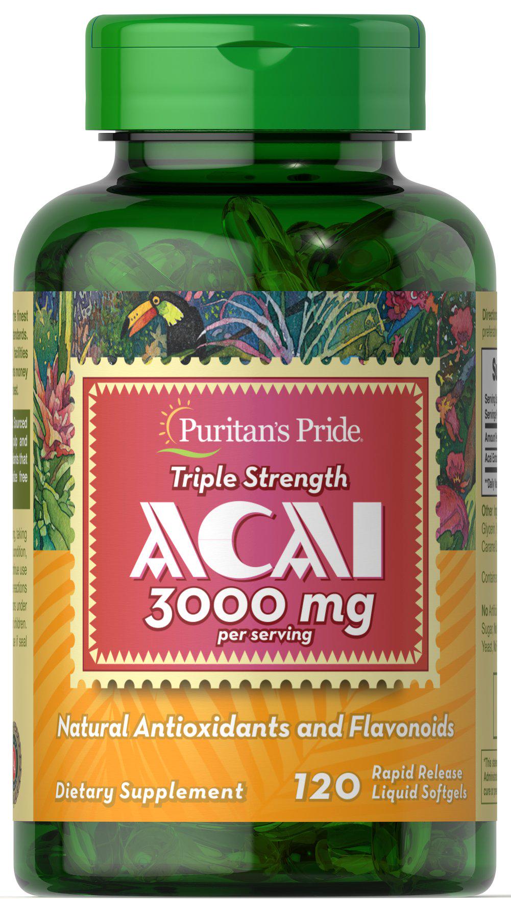 Антиоксидант Puritan's Pride Acai 3000 мг 120 Softgels