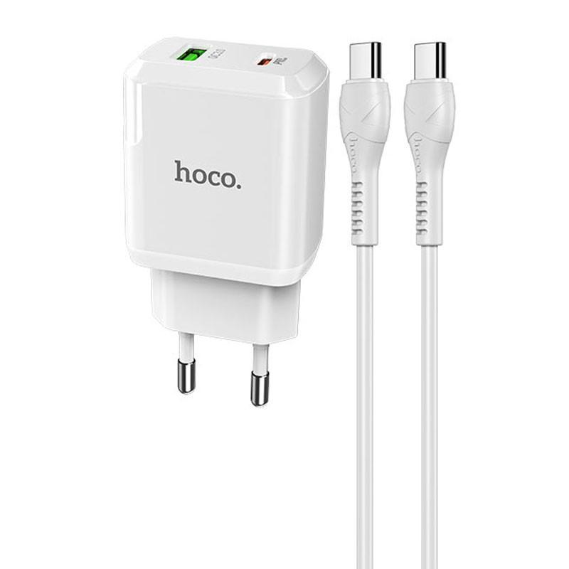 Зарядное устройство сетевое Hoco N5 Favor 20W PD+QC3.0 Type-C to Type-C Белый (00000043050_1)