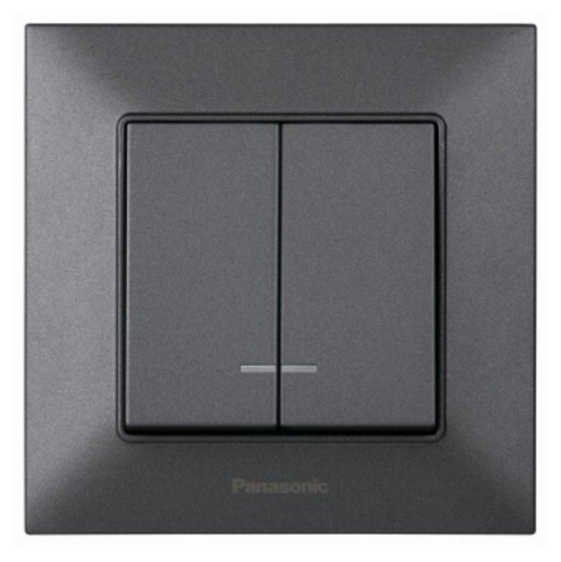 Выключатель двухклавишный Panasonic Arkedia Slim с подсветкой Серый (25599269)