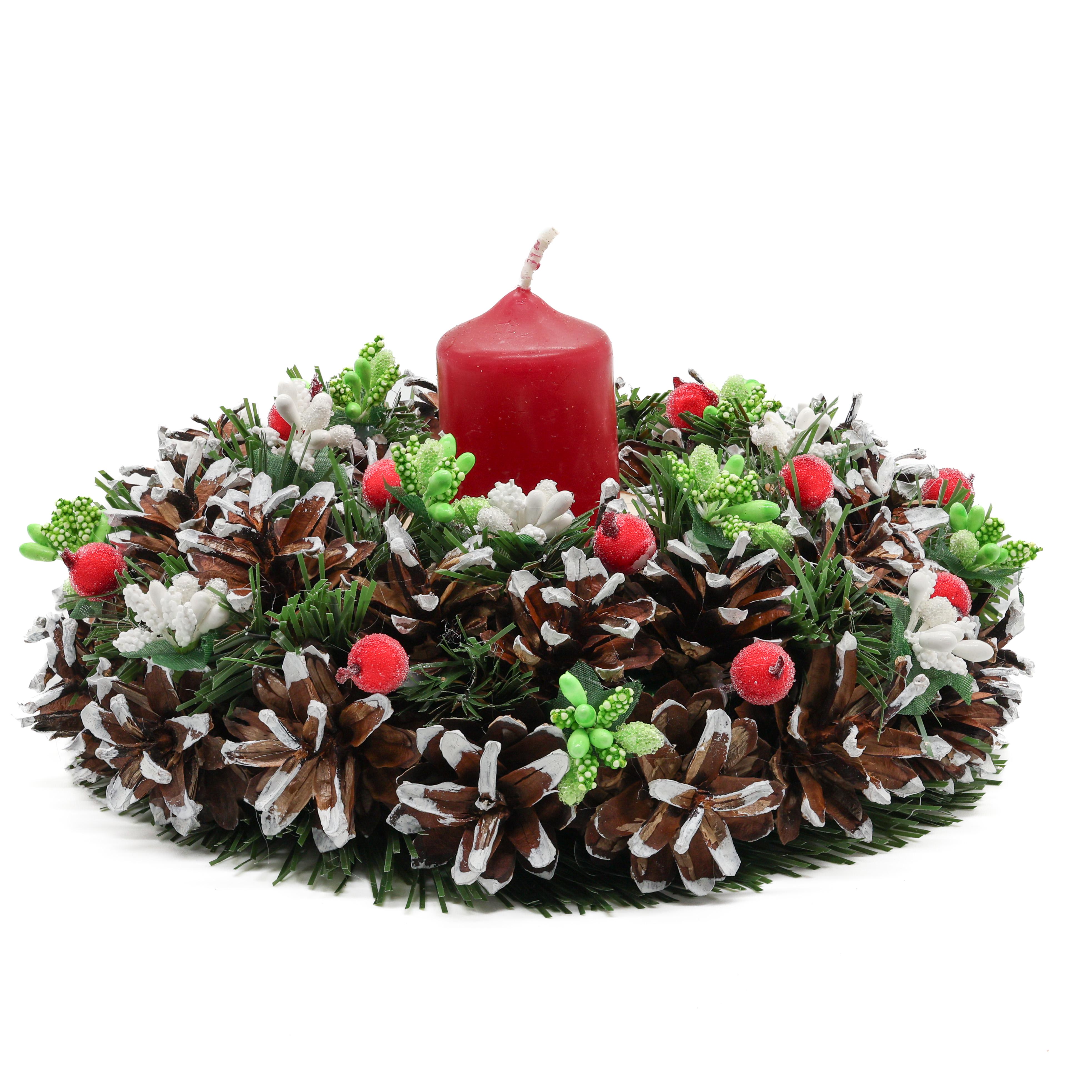 Підсвічник різдвяний з шишок та ягід зі свічкою 22/8 см (В2201КБ) - фото 2 Підсвічник різдвяний з шишок та ягід зі свічкою 22/8 см (В2201КБ) - фото 2