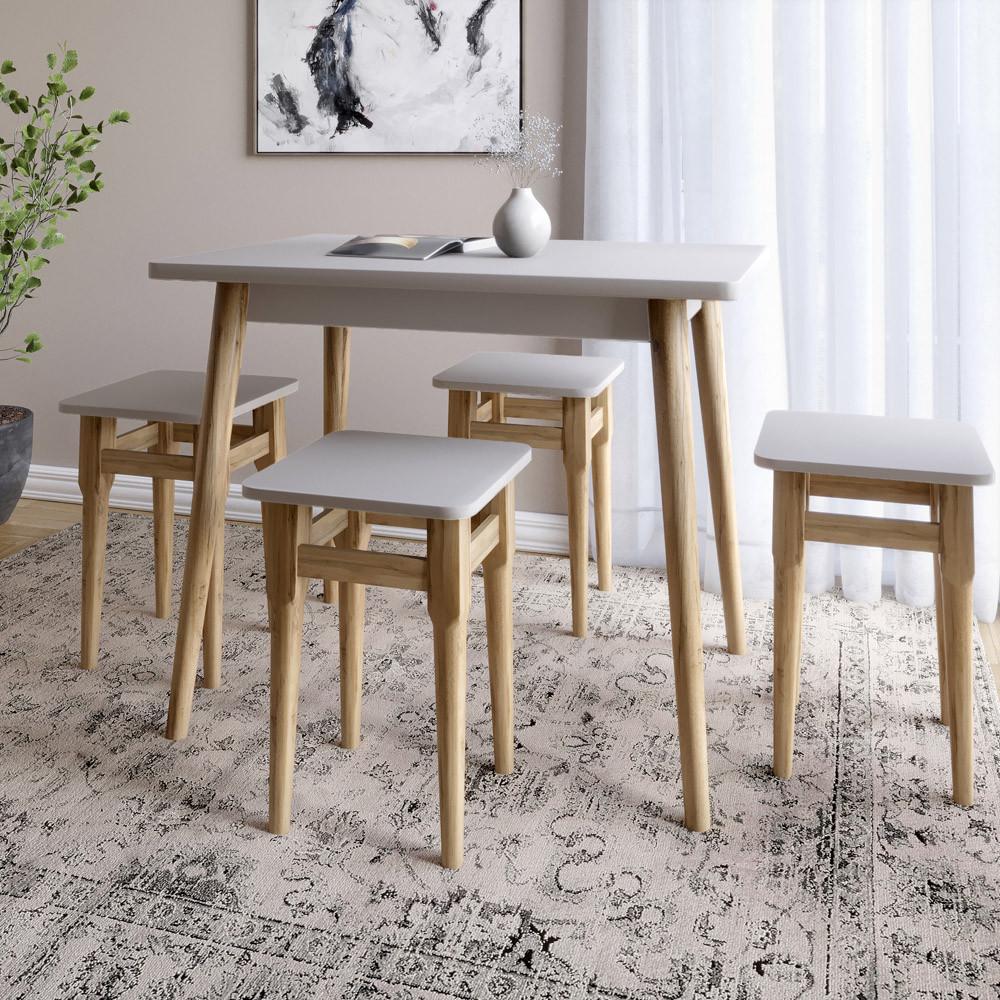 Стол и 4 табурета обеденный для кухни Маями-2 кромка ПВХ 0,45 мм Кашемир (Lion-041234)