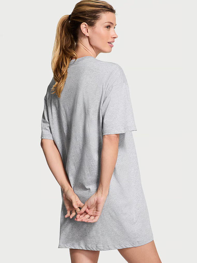 Сорочка Victoria's Secret Cotton Oversized Sleep Tee бавовняна M/L Сірий (22414513) - фото 2