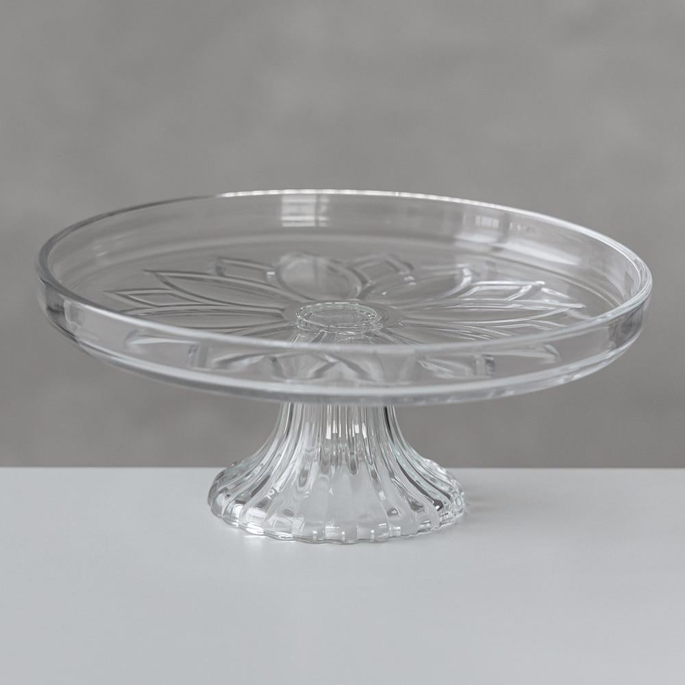 Тортовница стеклянная Цветочный узор 24х10 см (9269-013)