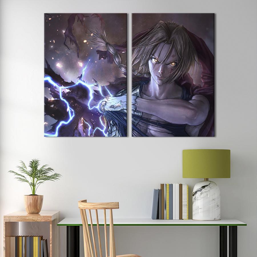 Настенный декор диптих картина на холсте для интерьера Fullmetal Alchemist 165x122 см (709-2)