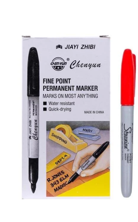 Перманентный маркер Bambi тонкий на спиртовой основе Красный (WM-231-M-26)