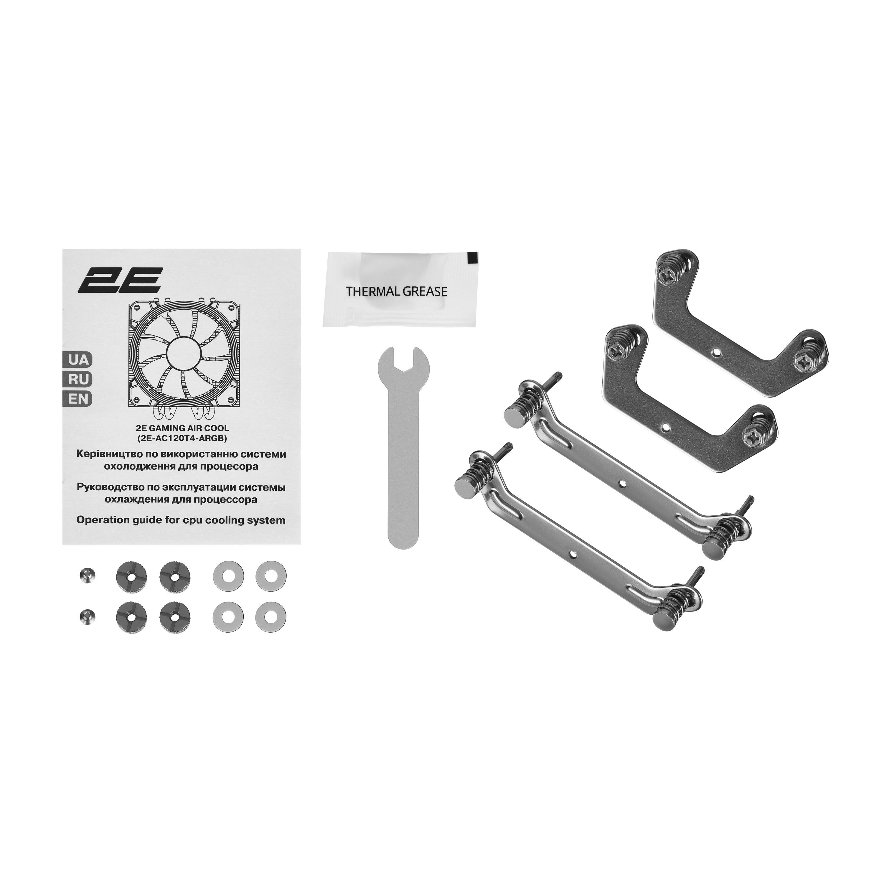 Кулер для процессора 2E GAMING Air Cool AC120T4-ARGB с подсветкой 120 мм 4-pin (2E-AC120T4-ARGB) - фото 7 Кулер для процессора 2E GAMING Air Cool AC120T4-ARGB с подсветкой 120 мм 4-pin (2E-AC120T4-ARGB) - фото 7
