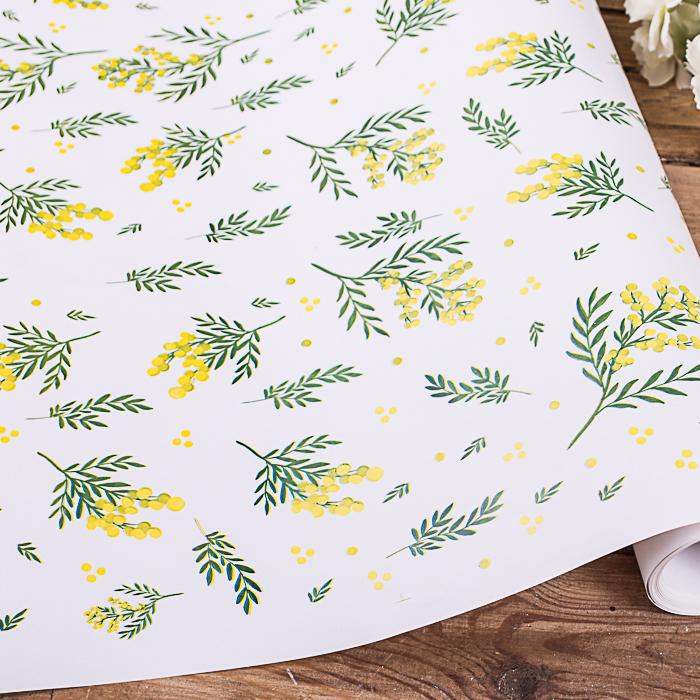 папір подарункова з мімозою 70см x 10м.