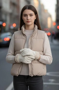 Перчатки женские сенсорные замшевые S/7 Белый (R2-83)