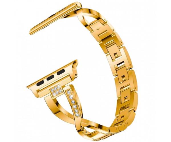 Ремінець металевий Diamond Glamour для Apple Watch 42/44/45 мм Золотий