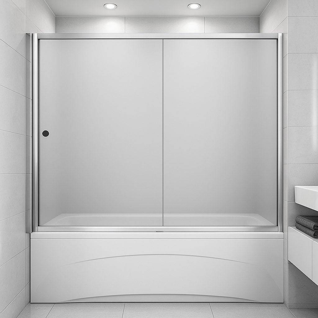 Штора для ванної скляна KO&PO F 150 S розсувні двері матове скло 2 150х140 см Сатин (C10640)