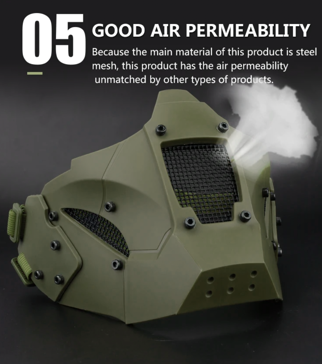 Маска Iron Warrior з кріпленням до шолома Airsoft Зелений (MK001014) - фото 8