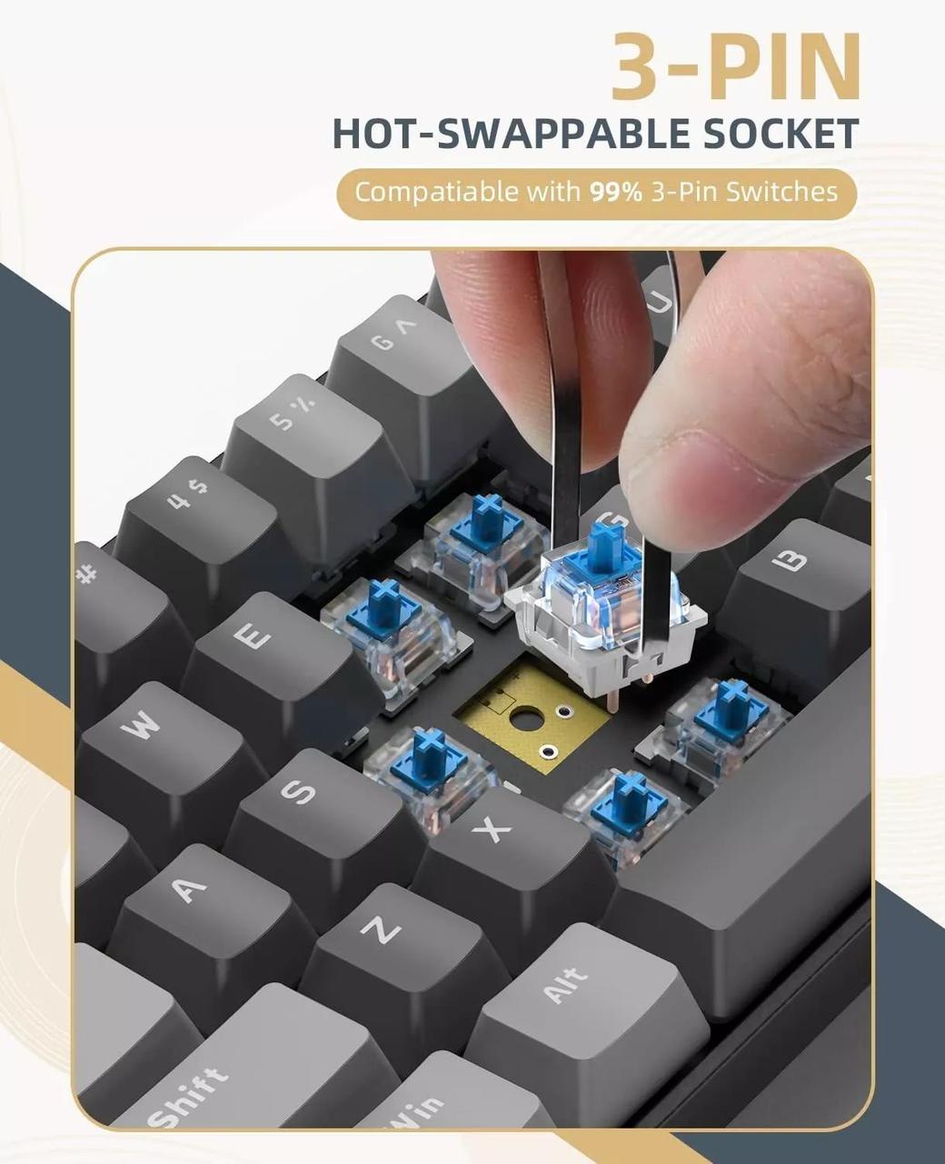 Клавиатура беспроводная ZIYOULANG K68 Grey (2510462721) - фото 5