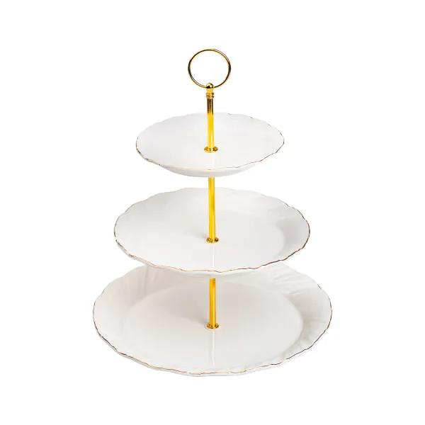 Етажерка порцелянова Classic для фруктів та десертів триярусна Білий - фото 2
