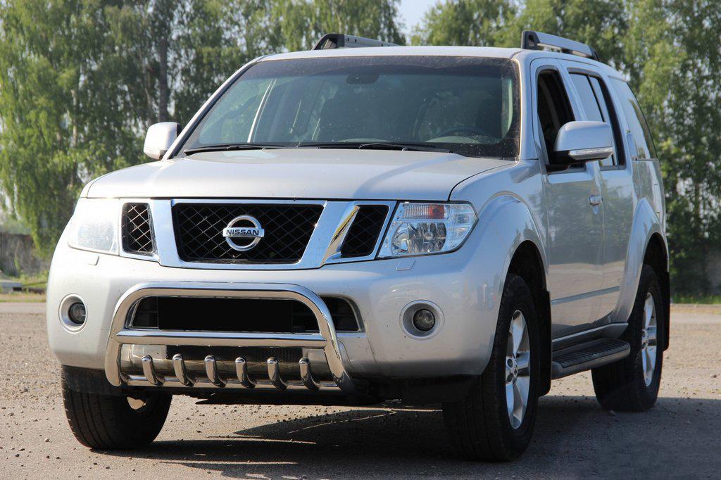 Кенгурятник WT008 CAN для Nissan Pathfinder R51 2005-2014рр. нержавіюча сталь Хром