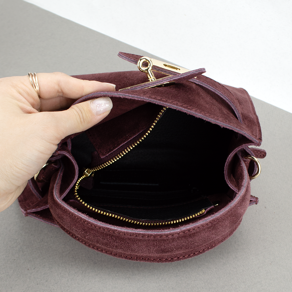 Сумка жіноча замшева Virginia Conti 03737 Бордовий (2449763123) - фото 4 Сумка жіноча замшева Virginia Conti 03737 Бордовий (2449763123) - фото 4