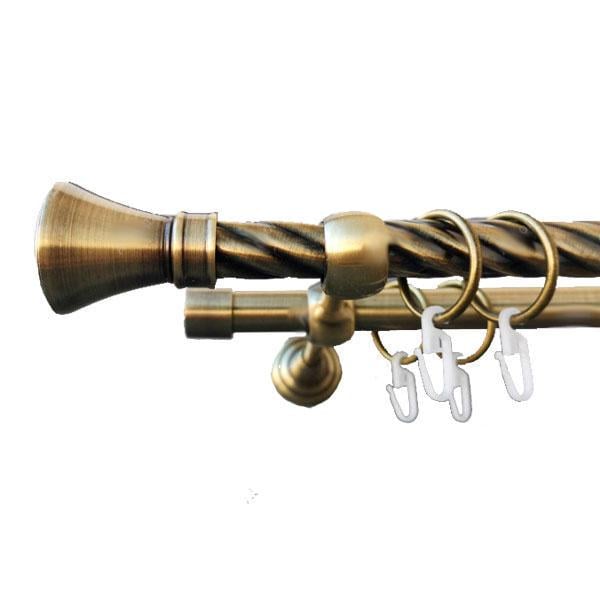 Карниз для штор Orvit Люксор крученая двухрядный 25/16 мм 240 см Антик (000-5764)