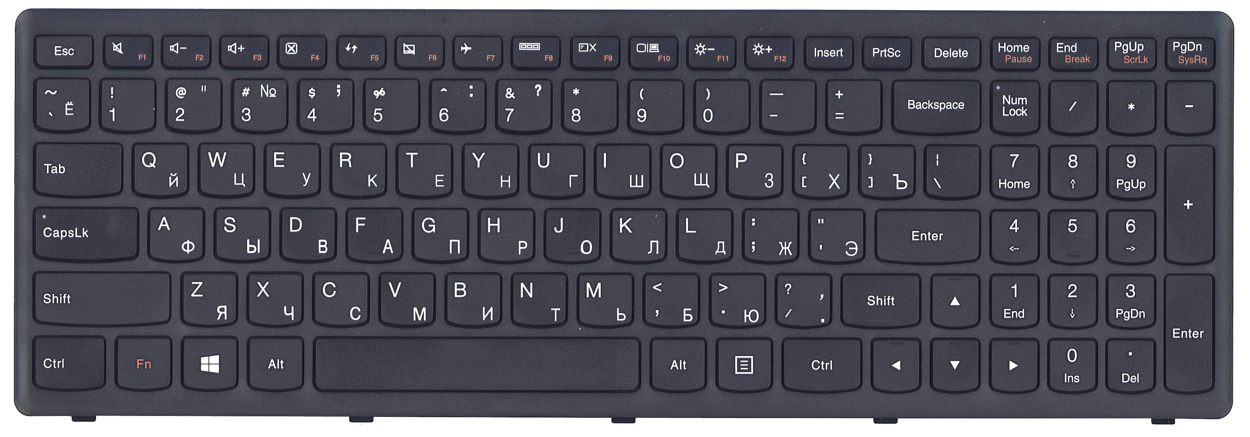 Клавиатура для ноутбука Lenovo IdeaPad G505S/Z510 Black Frame Black