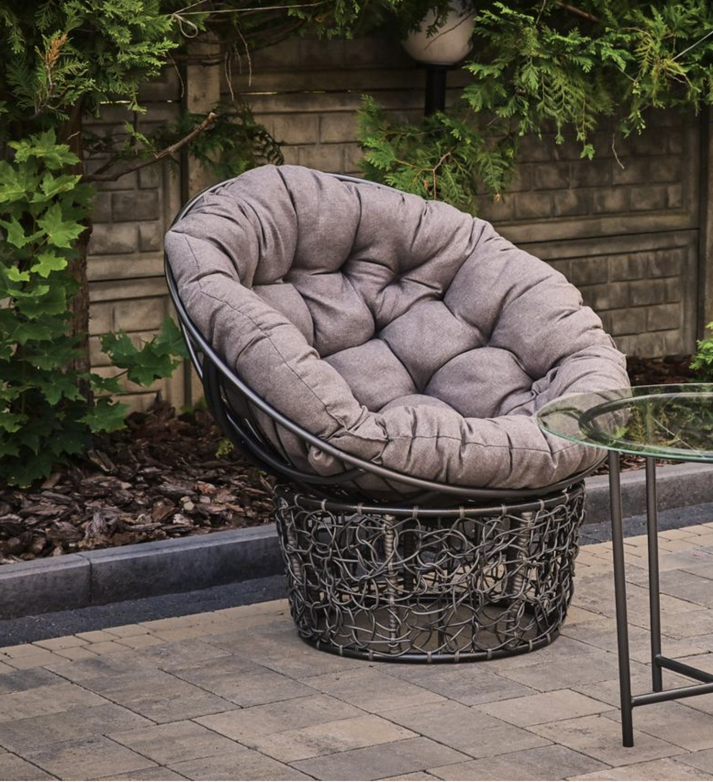 Стул садовый Мамасет плетеный на широкой ножке из техноротангу Антрацит (CNT00013091)