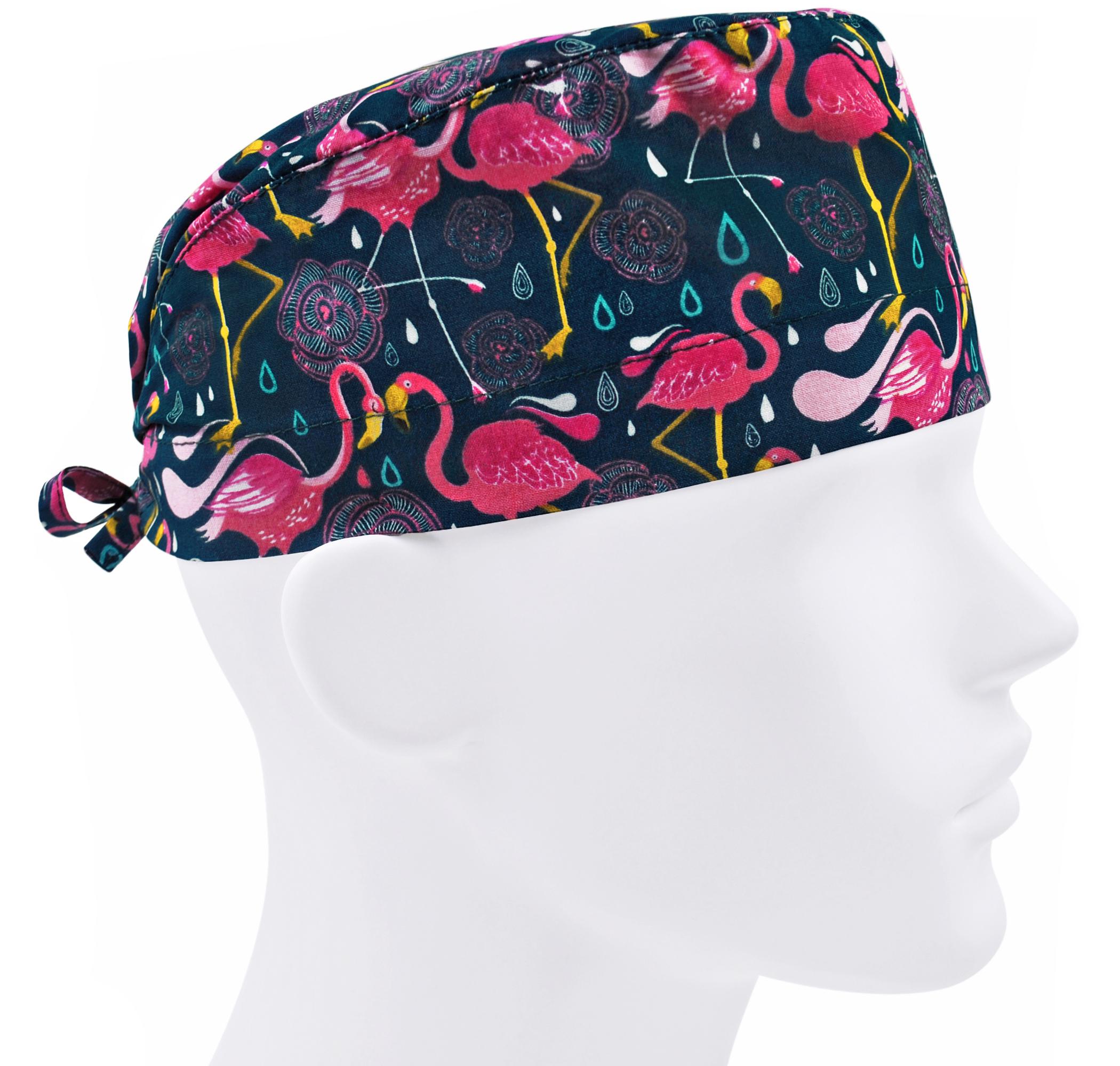 Шапочка медична чоловіча FloralScrubs Рожевий фламінго універсальна (М055)