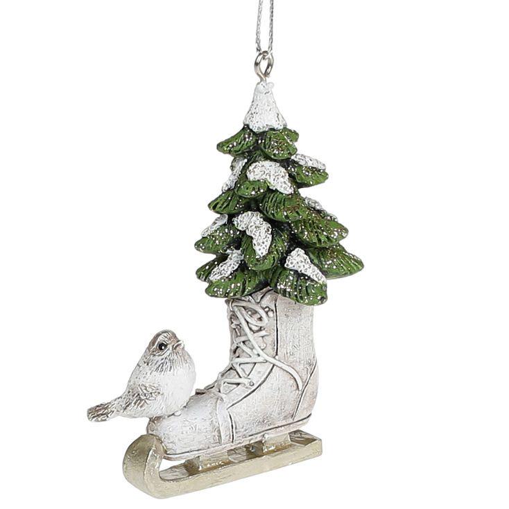 Декоративная подвеска Bonadi Коньки Дизайн 2 8 см Белый (707-449)