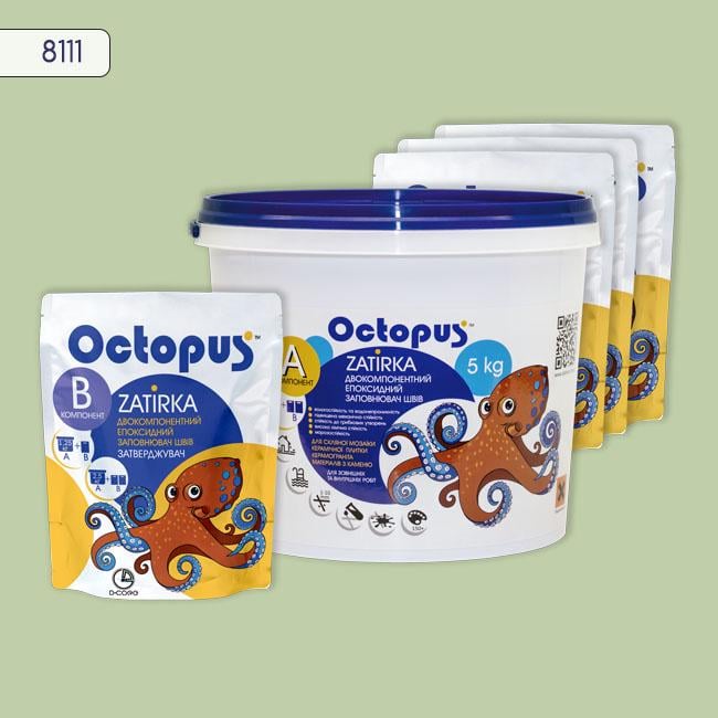 Фуга двухкомпонентная эпоксидная для плитки и мозаики Octopus 5 кг 8111 (8111-5)