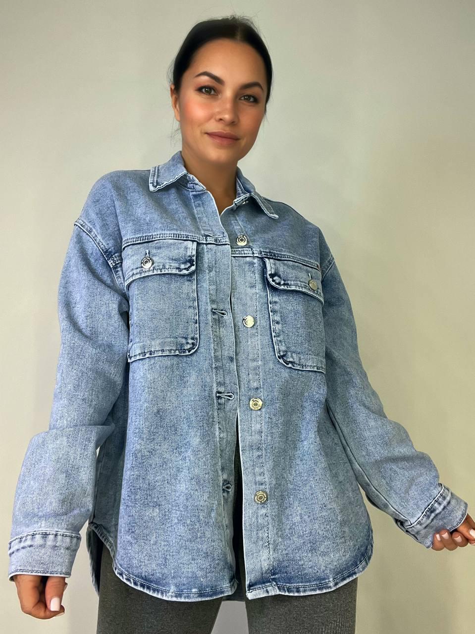 Сорочка жіноча Dicesil 2029 джинсова широка накладені кишені XL Блакитний (3879) - фото 8