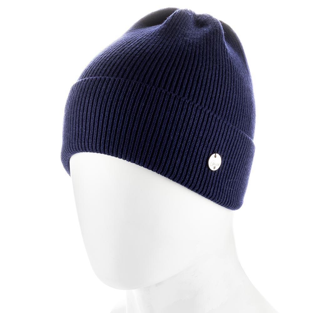 Шапка женская Atrics WH877 одинарной вязки с отворотом Синий