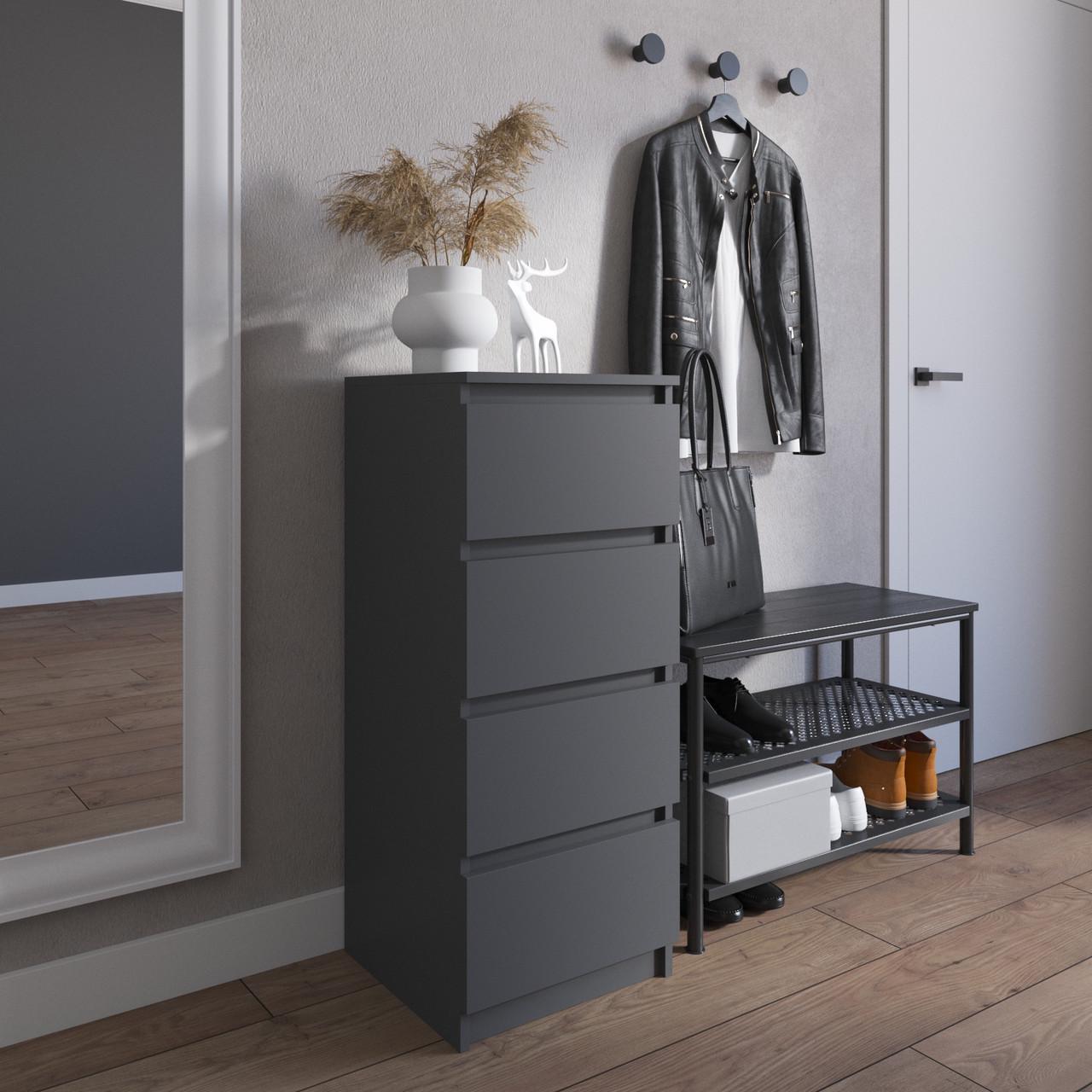 Комод з шухлядами Вайс R-17 40х40х98 см Антрацит (30293558) Комод з шухлядами Вайс R-17 40х40х98 см Антрацит (30293558)