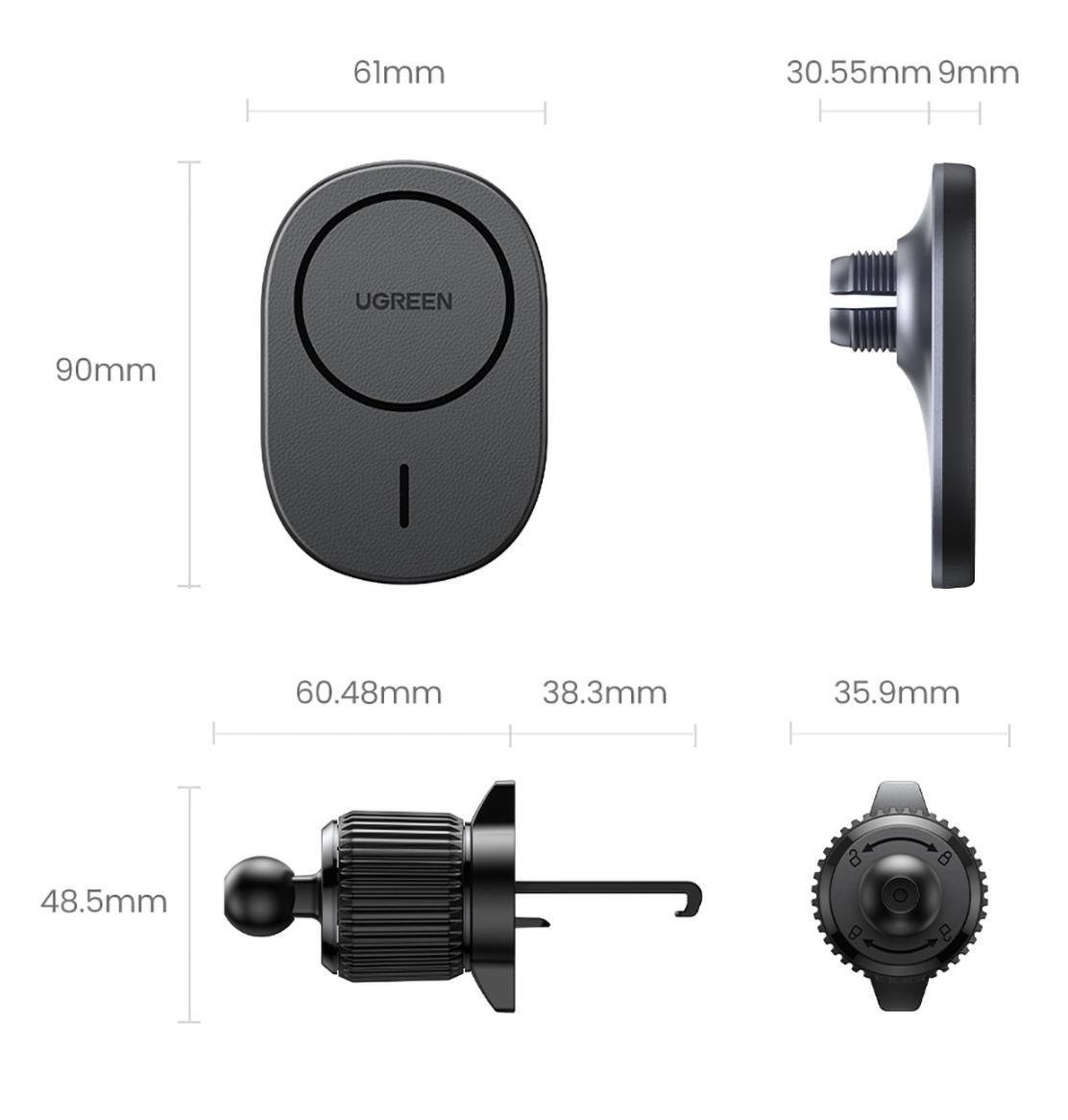 Держатель для телефона UGREEN W522 15W Black with MagSafe (2250884390) - фото 2