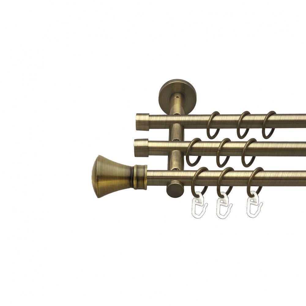 Карниз трубчатый трехрядный Orvit Люксор 16/16/16 мм цилиндр 200 см Антик (000-7642)