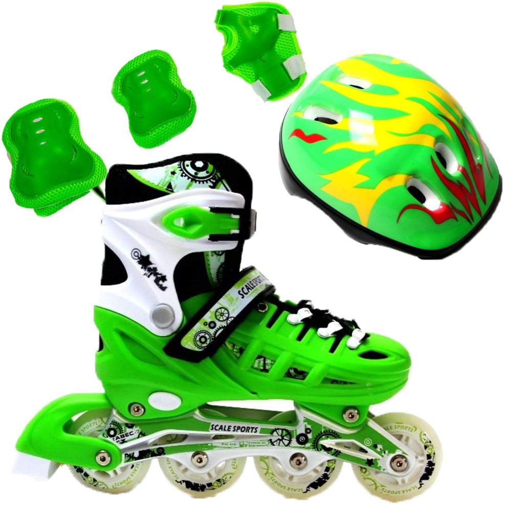 Ролики детские раздвижные набор Scale Sports Combo Ecoline USA защита/шлем р. 29-33 Зеленый (2T3040S)