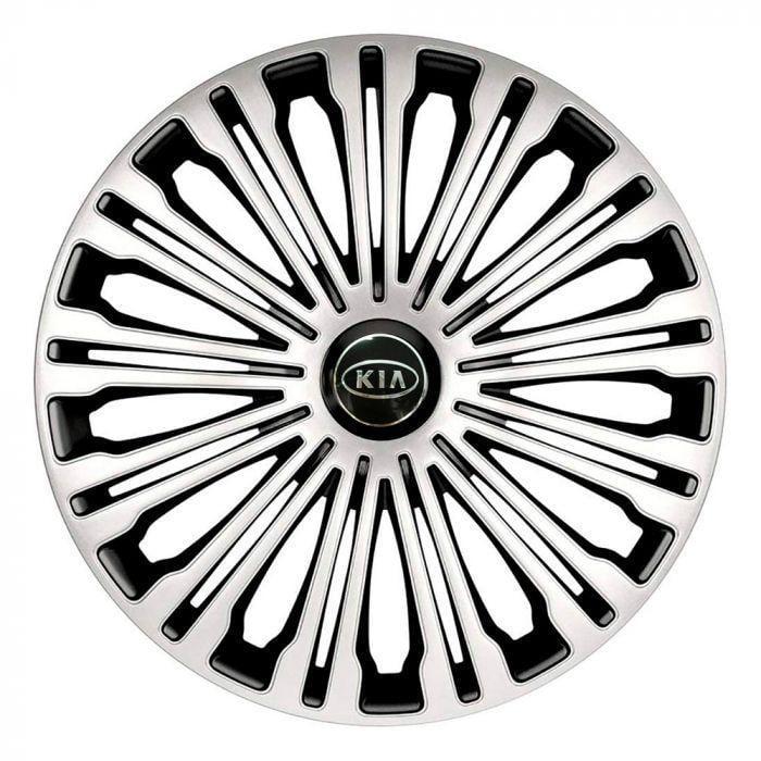 Колпаки для колес 4 Racing Volante R14 с логотипом Kia 4 шт. Silver/Black