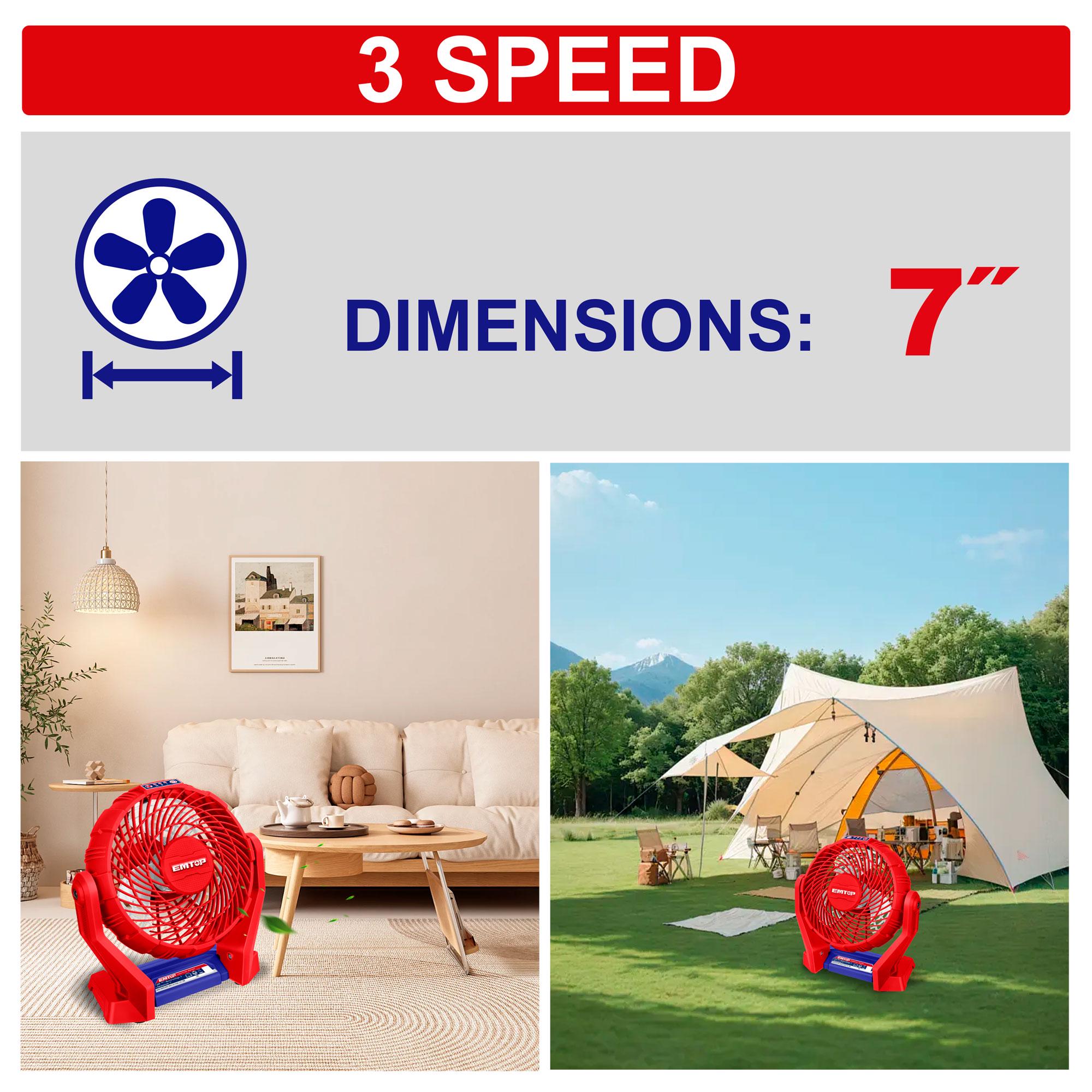 Вентилятор акумуляторний EMTOP EFALI2007 без АКБ та ЗП - фото 3