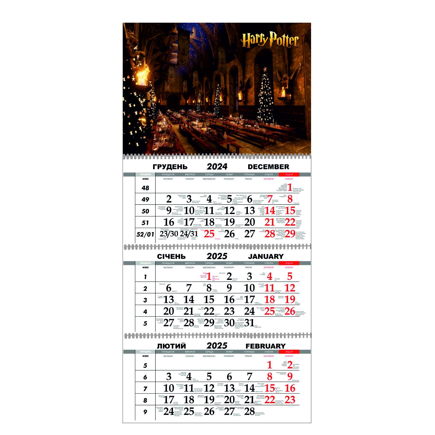 Календарь настенный Гаррі Поттер на 2025 год квартальный (21809684)
