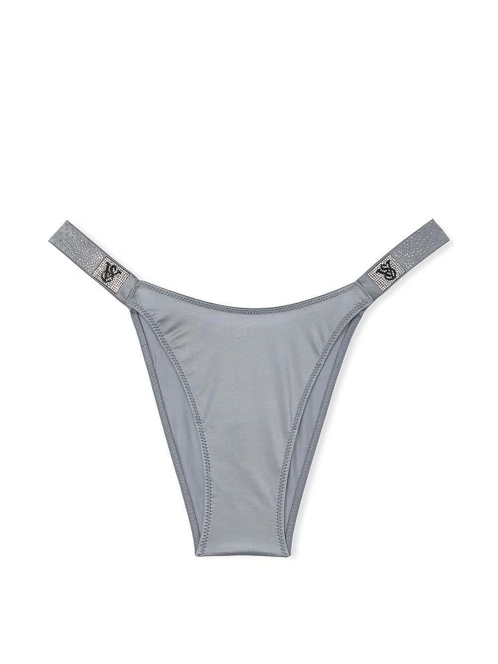 Трусики бразилианы Victoria's Secret Very Sexy Scattered Shine Strap Smooth Brazilian Panty Grey M Серый (27025747)
