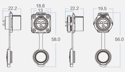 Роз'єм герметичний панельна розетка CNLINKO 2pin LP12-J02SX-02-401 (2338163256) - фото 8 Роз'єм герметичний панельна розетка CNLINKO 2pin LP12-J02SX-02-401 (2338163256) - фото 8