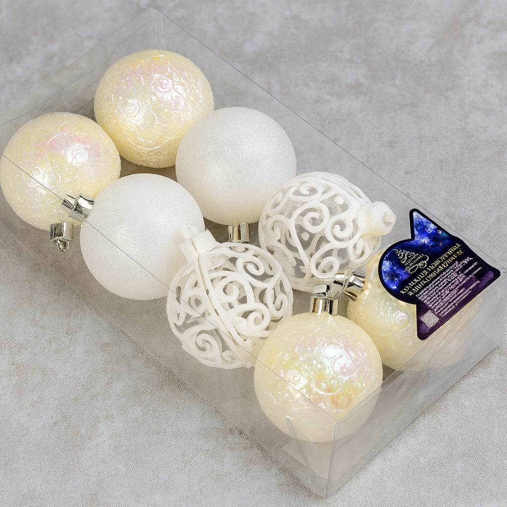 Шарики елочные новогодние Stenson 9632 пластиковые 6 см 8 шт. (581724)