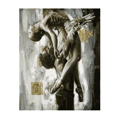 Набор для росписи по номерам Strateg Пара в балетной пидтримци в Ч/Б 40х50 см (VA-1573-mt)