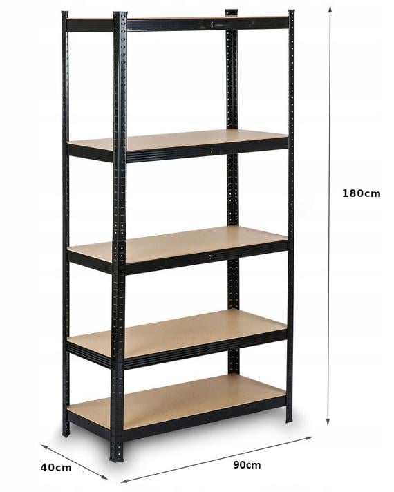 Стелаж металевий Siker GoodTool P9040 5 полиць 180х90х40 см Чорний (3900) - фото 4