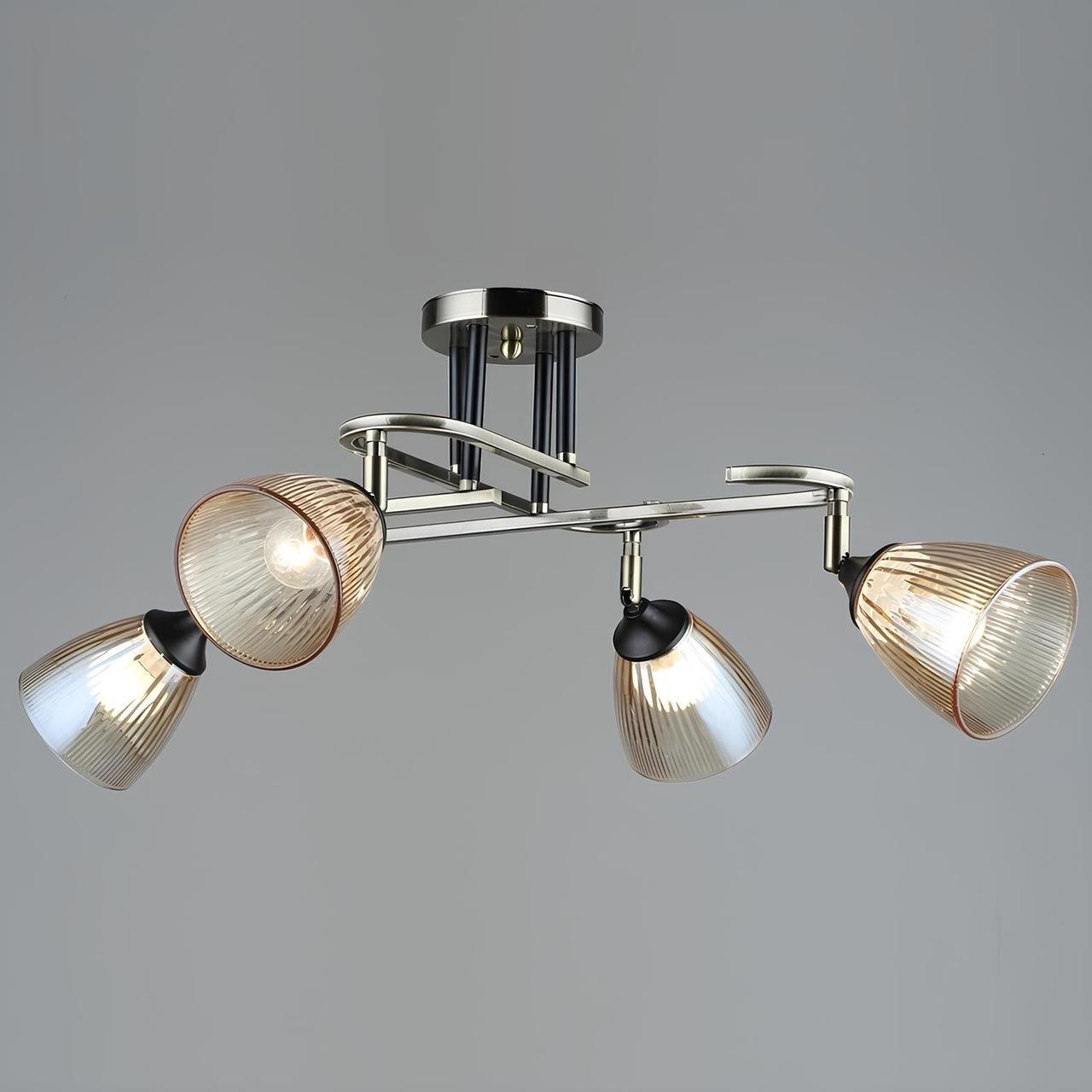 Люстра Sirius на четыре плафона под лампу Е27 Черный/Бронзовый (B A4070/4 AB+BK)